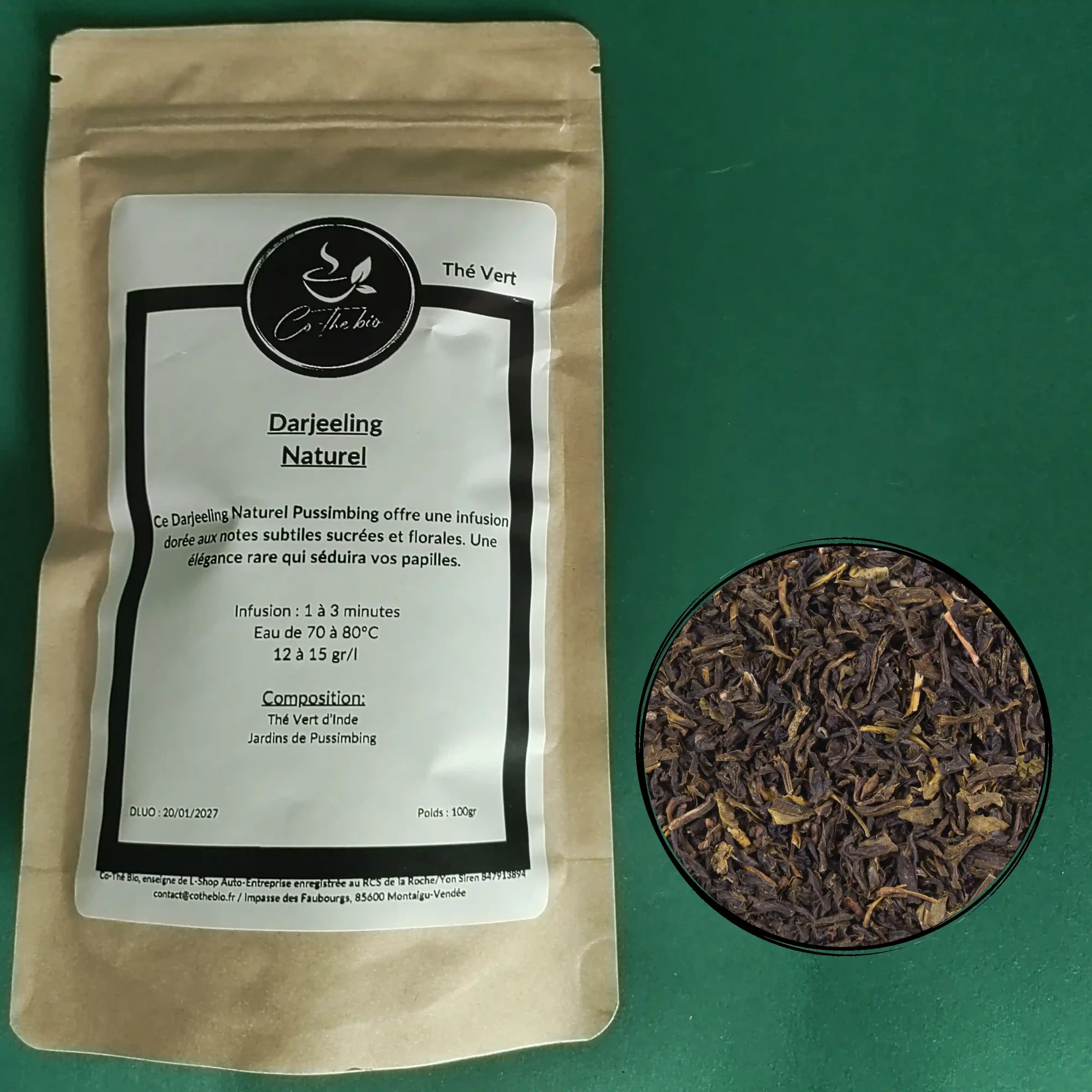 Darjeeling Pussimbing Naturel Bio Thé vert Bio Co-Thé Bio