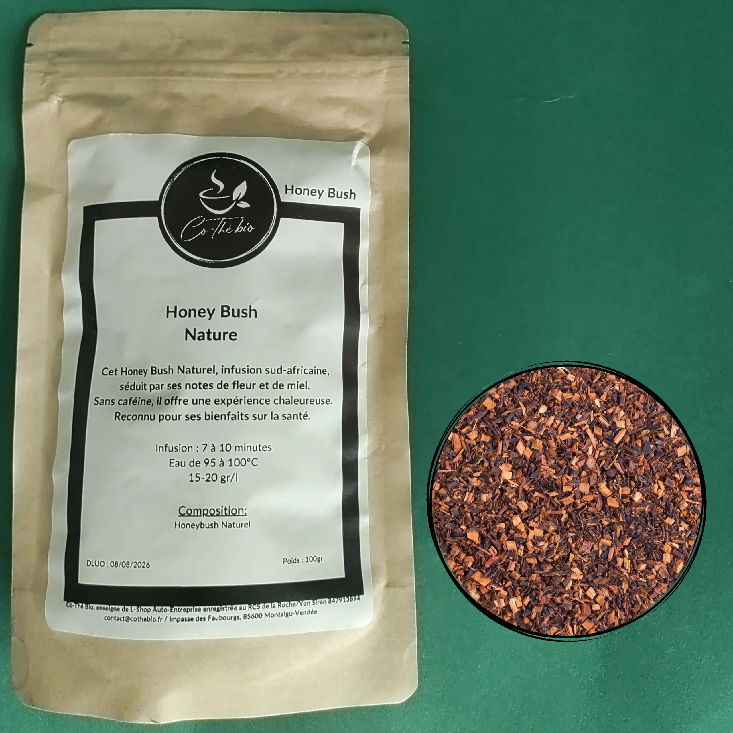 HoneyBush Naturel Bio Afrique du Sud Miel Fleur Co-Thé Bio